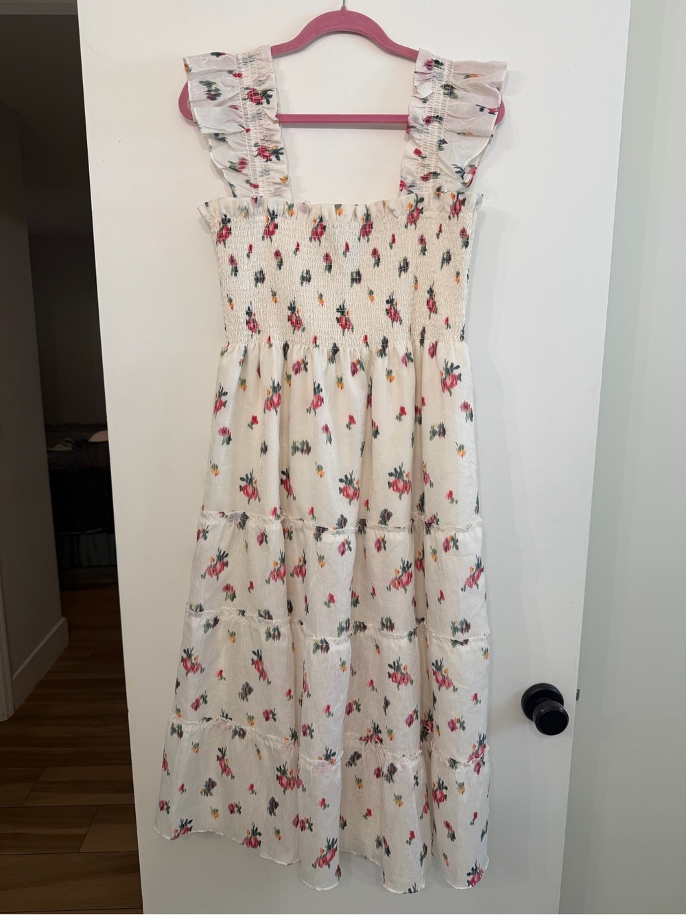 Hill House Home Cream Floral Sundress with Ruffle Straps